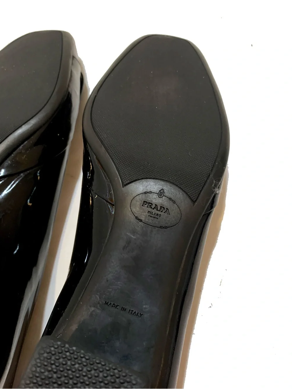 Prada Black Patent Leather Square-Toe shoes